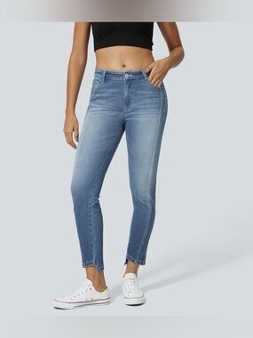 NWT HALARA Flex High Waisted Casual Skinny Jeans Pockets Medium Blue Large Tall